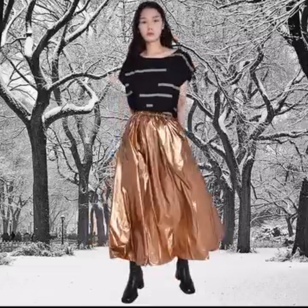 UZI NYC Metallic Space Skirt - Size Large